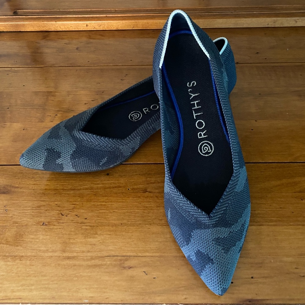 Rothy's Women's Pointed Flat - Gray Camo Knit